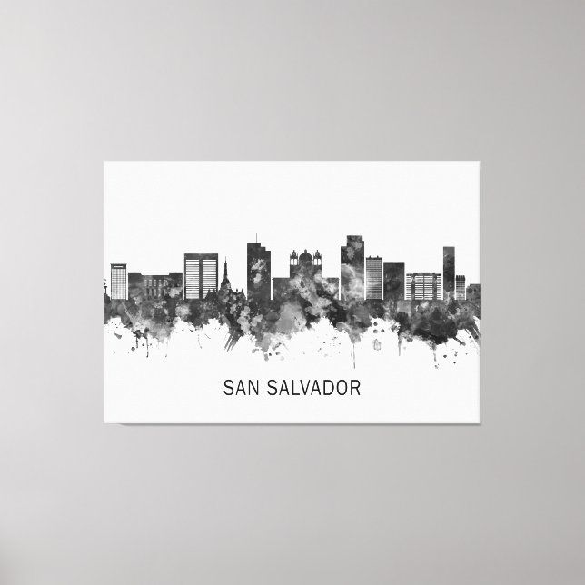 San Salvador El Salvador Skyline BW Canvas Print (Front)