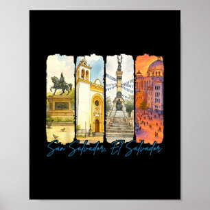 San Salvador El Salvador Traveling Trip Brushstrok Poster