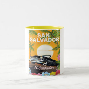 San Salvador Vintage travel poster Two-Tone Coffee Mug