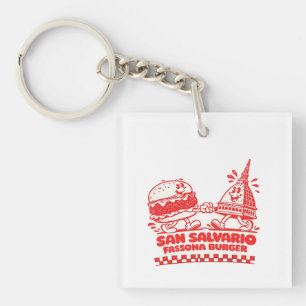 San Salvario Fassona Burger - Retro 30s Cartoon Keychain