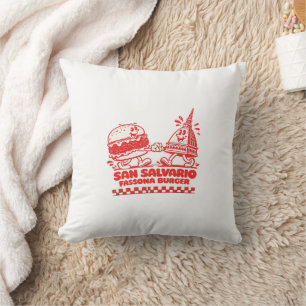 San Salvario Fassona Burger - Retro 30s Cartoon Throw Pillow