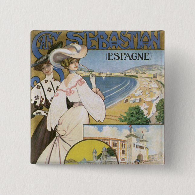 San Sebastian 2 Inch Square Button (Front)