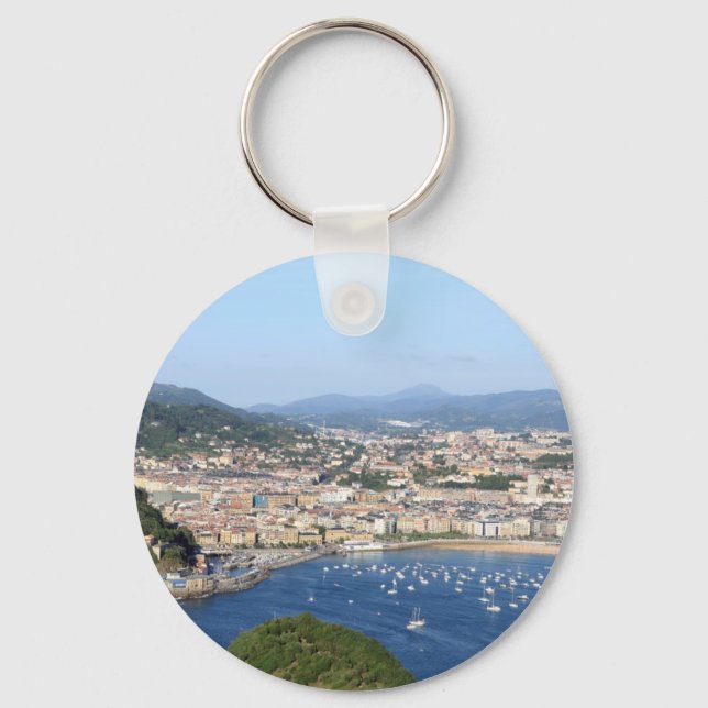 San Sebastian beautiful scenic coastline Keychain (Front)