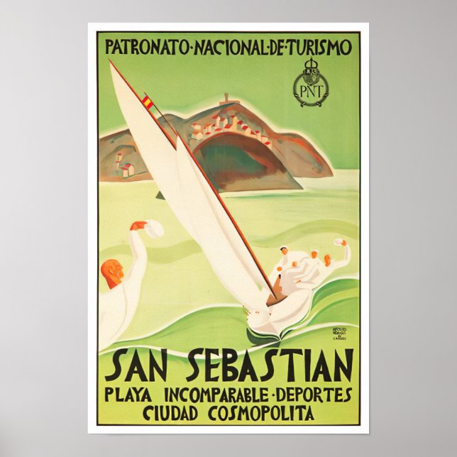 San Sebastian Spain vintage travel Poster (Front)