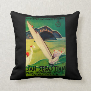 San Sebastian Vintage PosterEurope Throw Pillow