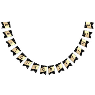 San Serif Elegant Season's Greetings Gold Splash Bunting Flags