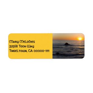 San Simeon Sunset Étiquette de adresse jaune