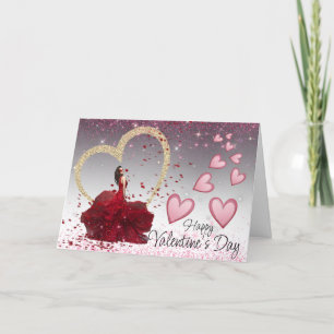 san Valentín con corazón dorado Holiday Card