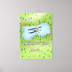 Sanabria Lake Spain travel Map. Canvas Print