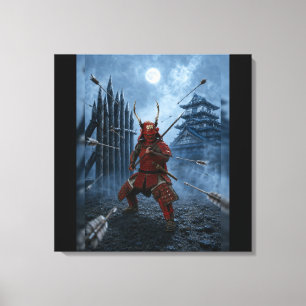 Sanada Yukimura Samurai Armour Blue Moon 24x24 Canvas Print