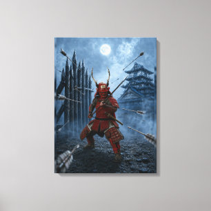 Sanada Yukimura Samurai Armour Blue Moon Canvas Print