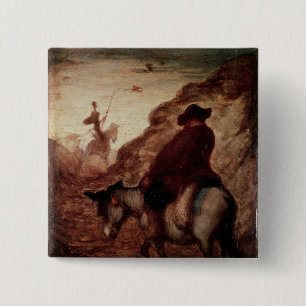 Sancho and Don Quixote, 19th century 2 Inch Square Button