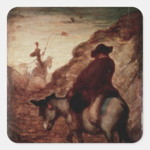Sancho and Don Quixote, 19th century Square Sticker
