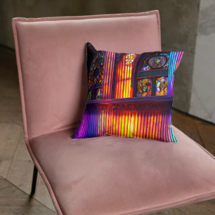 Sanctuary Rainbow Church Interior Throw Pillow