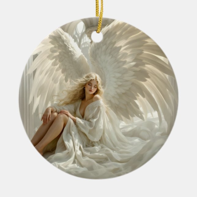 Sanctum of Wings – Angel in the Halls of Light	 Ceramic Ornament (Front)
