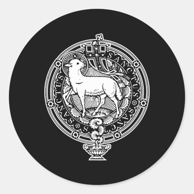 Sanctus Agnus Dei Lamb God Catholic Traditional La Classic Round Sticker (Front)