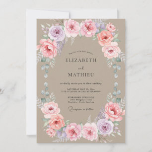 Sand Amethyst Wreath Wedding Invitation
