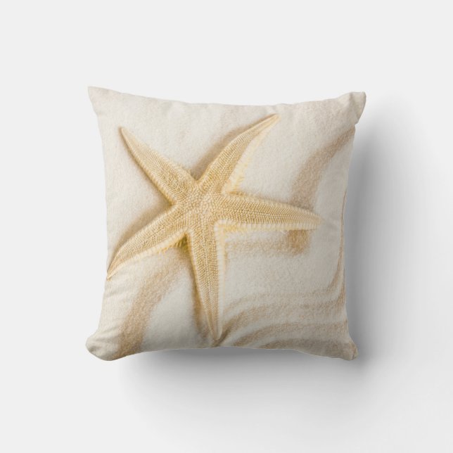 Sand and a Starfish natural neutral colour Throw Pillow (Front)