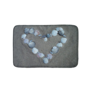 Sand and Beach Shell Heart Bathmat Rug