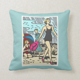 sand-and-beach_vintage-image VINTAGE FASHION STYLE Throw Pillow