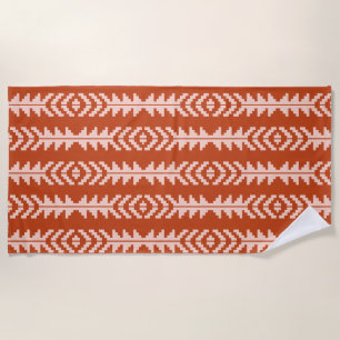 Sand and Clay Geometric Boho Design Beach Towel