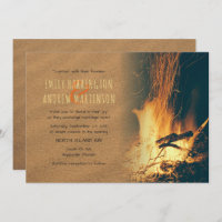 Sand and Fire Bonfire Beach Wedding Invitations