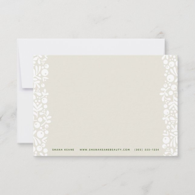 Sand and Green Berries Note Card (Front)