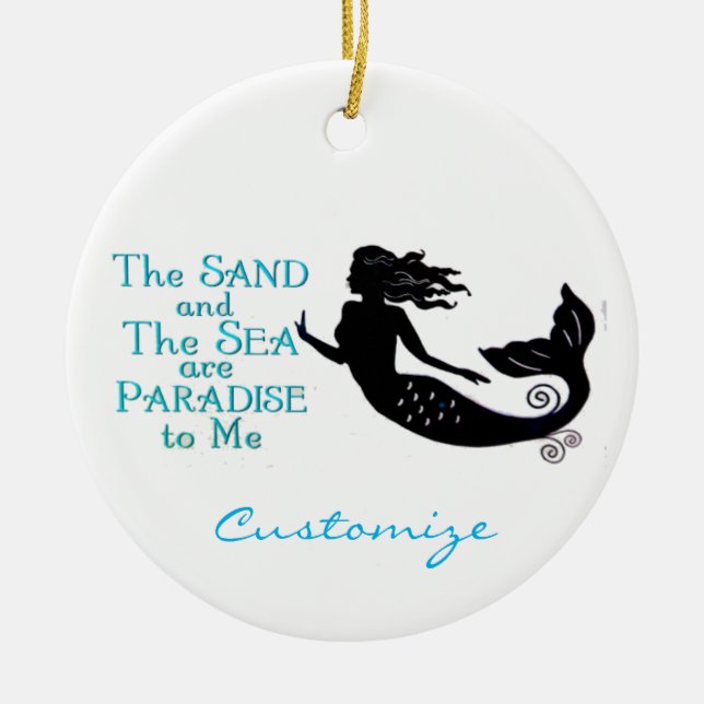 Sand and Sea Beach Mermaid Thunder_Cove Ceramic Ornament (Front)