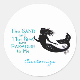 Sand and Sea Beach Mermaid Thunder_Cove Classic Round Sticker