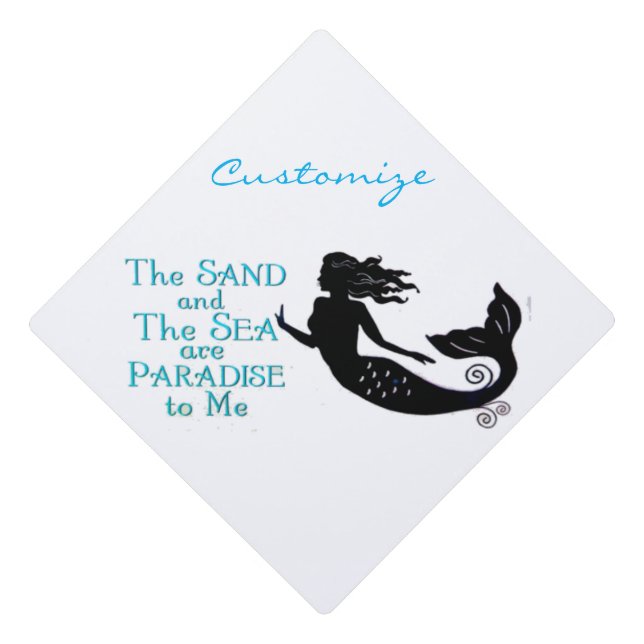 Sand and Sea Beach Mermaid Thunder_Cove Graduation Cap Topper (Front)