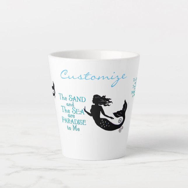 Sand and Sea Beach Mermaid Thunder_Cove Latte Mug (Front)