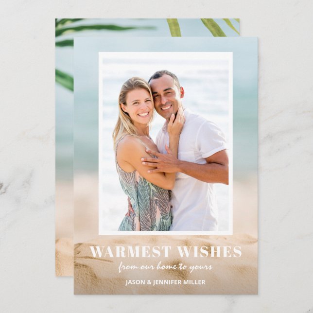 Sand and Sea Beach Photo Christmas Holiday Card (Front/Back)