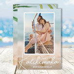 Sand and Sea Beach Photo Mele Kalikimaka  Holiday Card<br><div class="desc">Share your favourite beach vacation photo or warm weather photo with our blurred sand and seas holiday card with Mele Kalikimaka and your names in chic white text. Select Matte for heaviest paper and high definition for best print quality.</div>