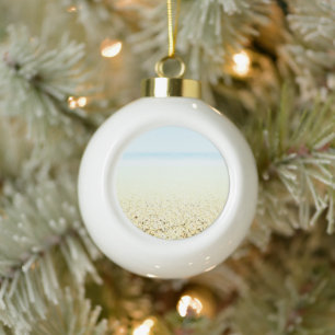 Sand and Sea Calm Coastal Ceramic Ball Christmas Ornament
