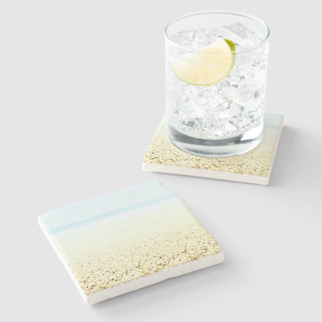 Sand and Sea Calm Coastal Stone Coaster (Side)
