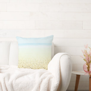 Sand and Sea Calm Coastal Throw Pillow