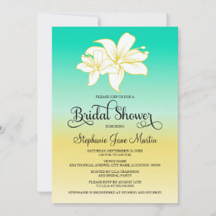 Sand and Sea Colour Ombre Bridal Shower Invitation