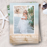Sand and Sea Photo Christmas Holiday Card<br><div class="desc">Share your favourite beach vacation photo or warm weather photo with our blurred sand and seas Christmas holiday card with your message in chic white text. Select high definition for best print quality.</div>