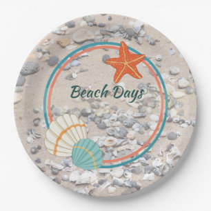Sand and Sea Shells Paper Plate