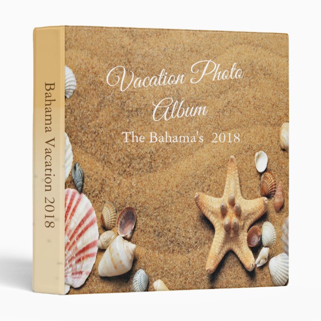 Sand And Sea Shells Vacation Photo Album Binder (Front/Spine)