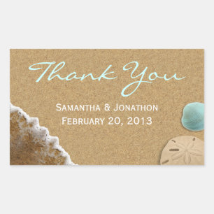 Sand and Shells Beach Theme Wedding Thank You Sticker