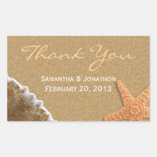Sand and Shells Beach Theme Wedding Thank You Sticker