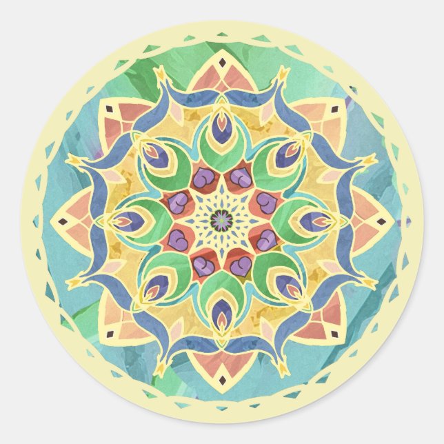 Sand and Silk Peace Pastel Mandala Sticker (Front)