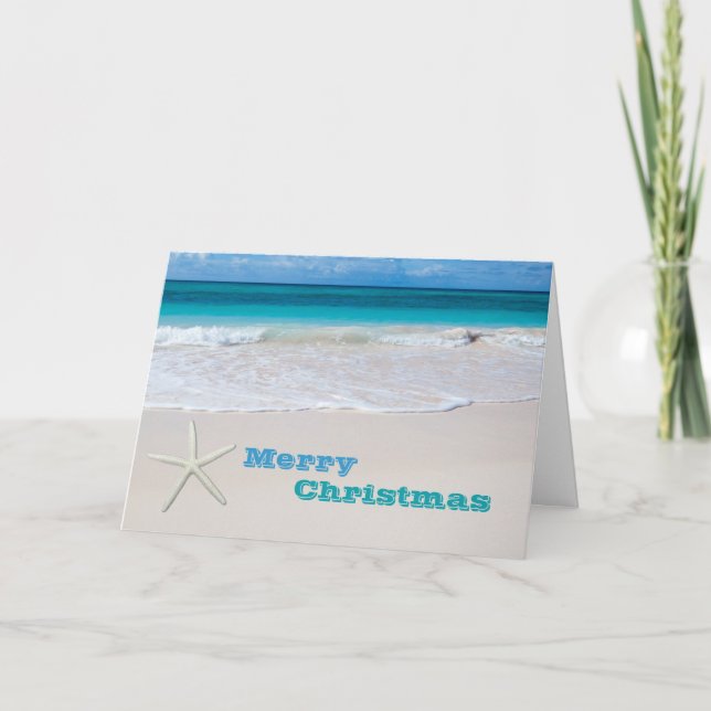Sand and Surf Tropical Christmas Holiday Cards (Front)