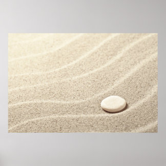 Sand Background With White Stone Poster