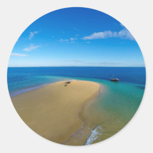 Sand Bar And Dhow   Ibo Island, Mozambique Classic Round Sticker