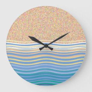 Sand beach and waves seaside vacation large clock