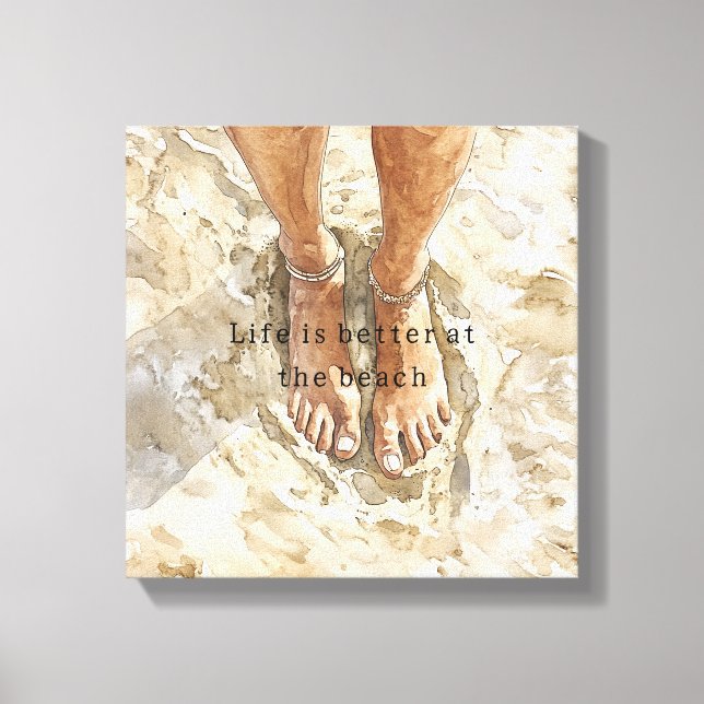 Sand Beach Barefoot Canvas Print (Front)