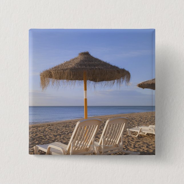Sand Beach Chairs with Umbrella 2 Inch Square Button (Front)