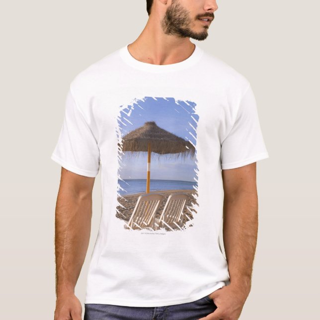 Sand Beach Chairs with Umbrella T-Shirt (Front)
